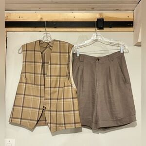 SOLD!!! Styled Outfit - American apparel linen shorts & vintage vest